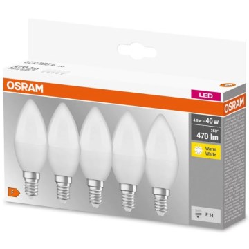 SET 5x LED bulb BASE B40 E14/4,9W/230V 2700K - Osram