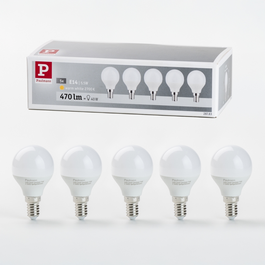 SET 5x LED Bulb P45 E14/5,5W/230V 2700K - Paulmann 28783