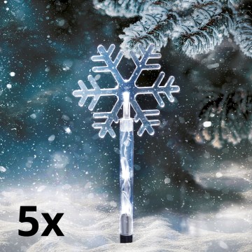 SET 5x LED Outdoor Christmas lamp LED/3xAA/cool white IP44
