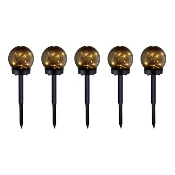 SET 5x LED Solar lamp 5xLED/0,12W/1,2V 3000K IP44 black