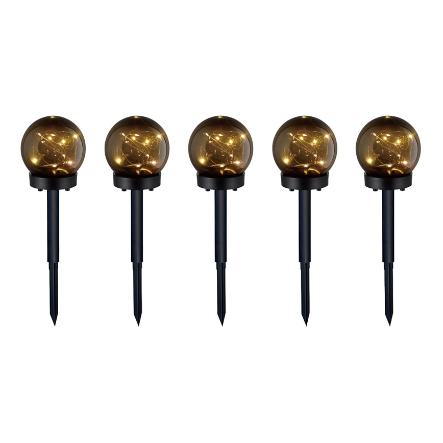 SET 5x LED Solar lamp 5xLED/0,12W/1,2V 3000K IP44 black