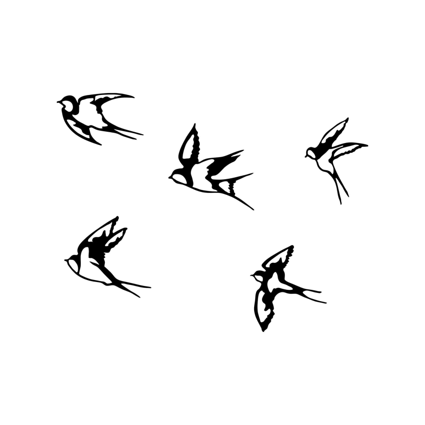 SET 5x Wall decoration birds metal