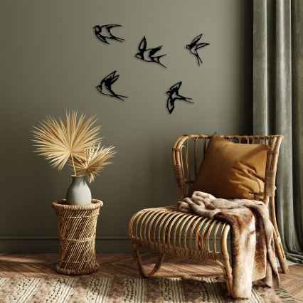 SET 5x Wall decoration birds metal