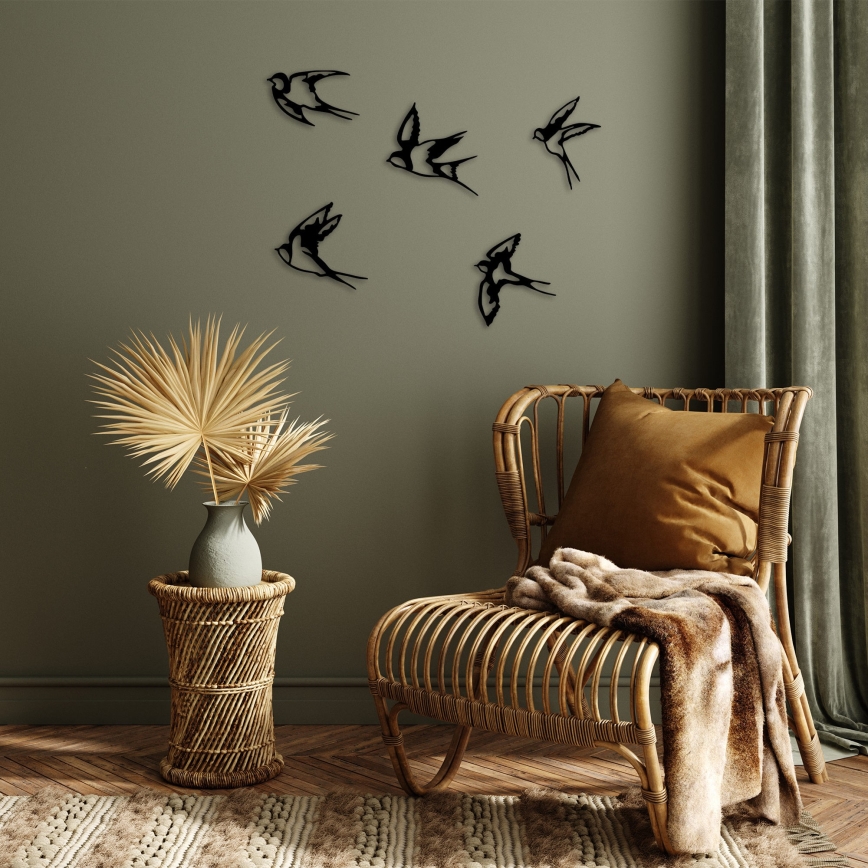 SET 5x Wall decoration birds metal