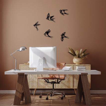 SET 5x Wall decoration birds metal
