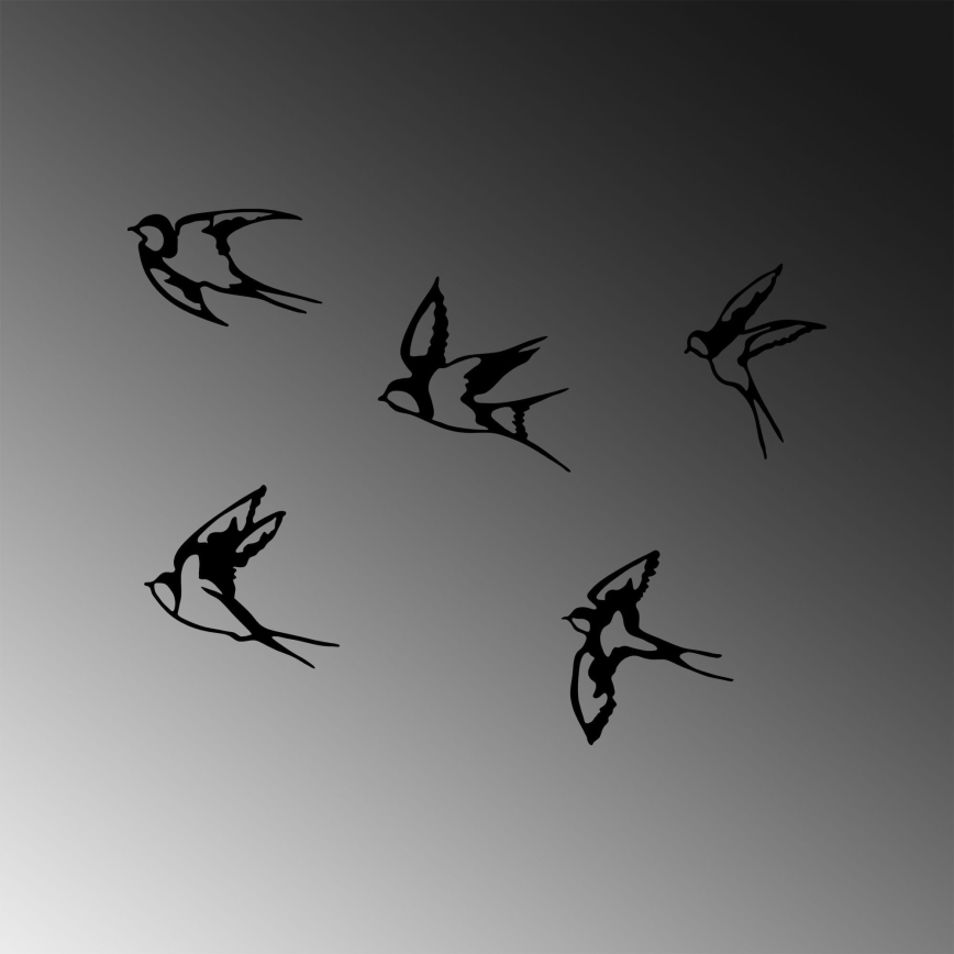 SET 5x Wall decoration birds metal