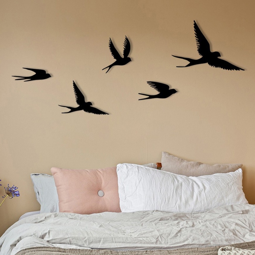 SET 5x Wall decoration birds metal