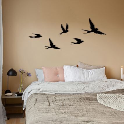 SET 5x Wall decoration birds metal