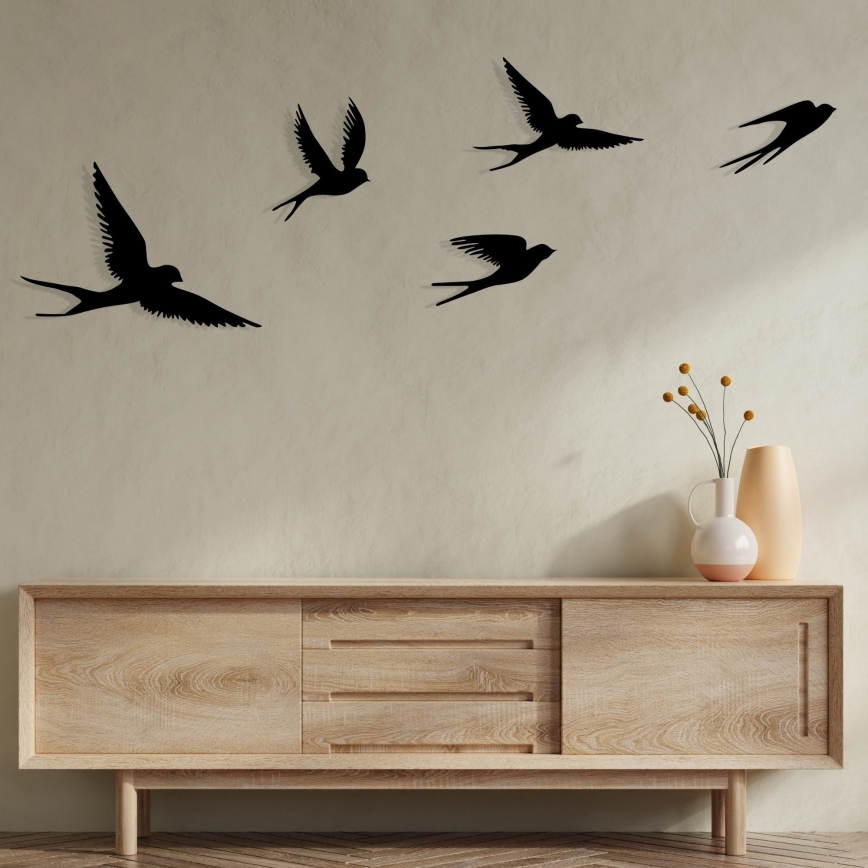 SET 5x Wall decoration birds metal