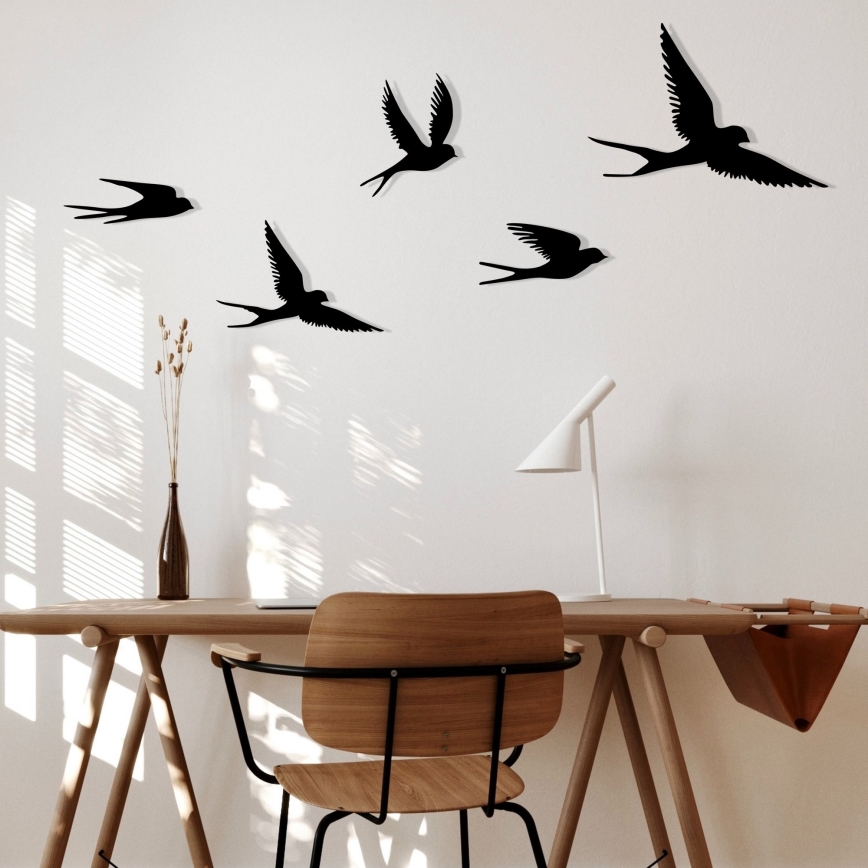SET 5x Wall decoration birds metal