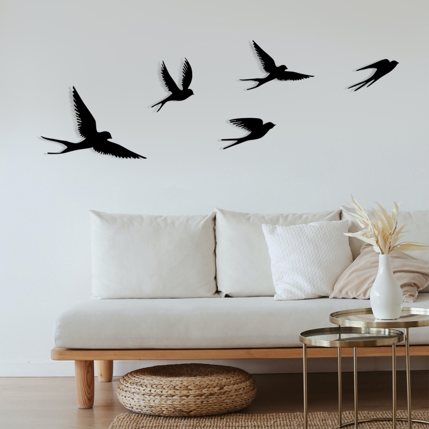 SET 5x Wall decoration birds metal