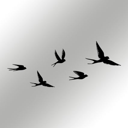 SET 5x Wall decoration birds metal