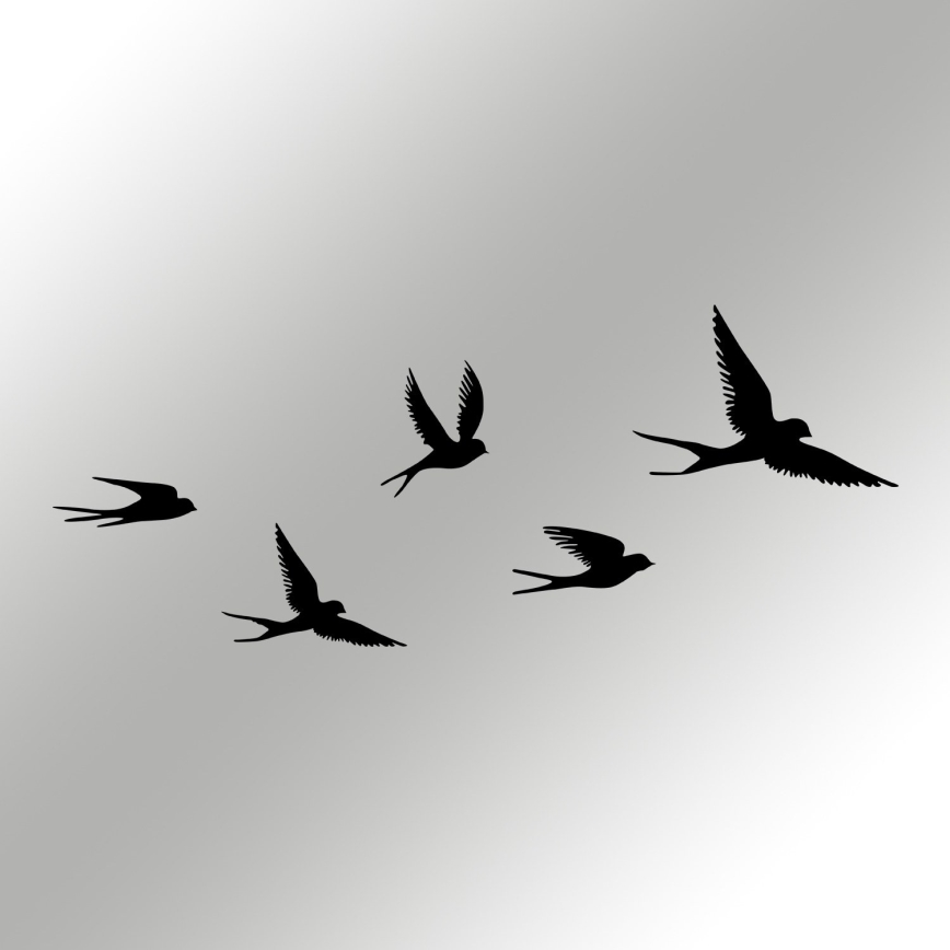 SET 5x Wall decoration birds metal