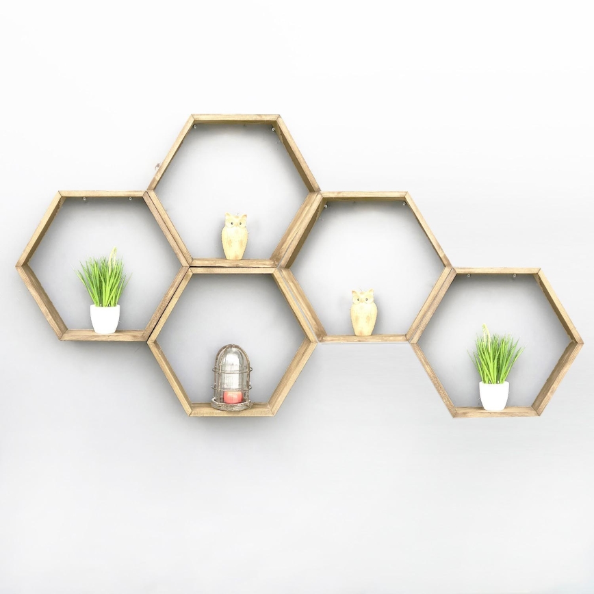 SET 5x Wall shelf 37x40 cm spruce