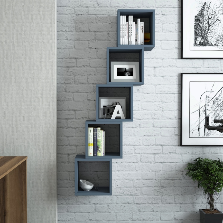 SET 5x Wall shelf BOX blue
