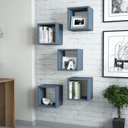 SET 5x Wall shelf BOX blue