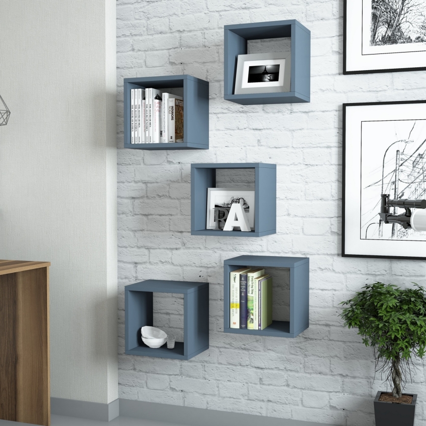 SET 5x Wall shelf BOX blue