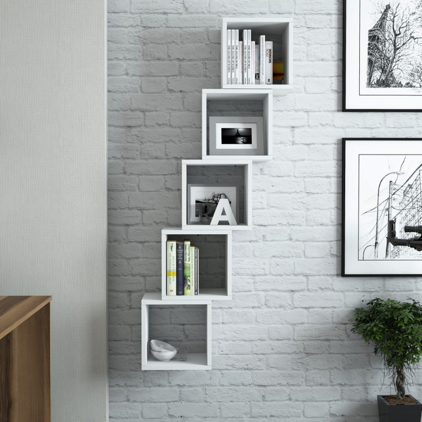 SET 5x Wall shelf BOX white