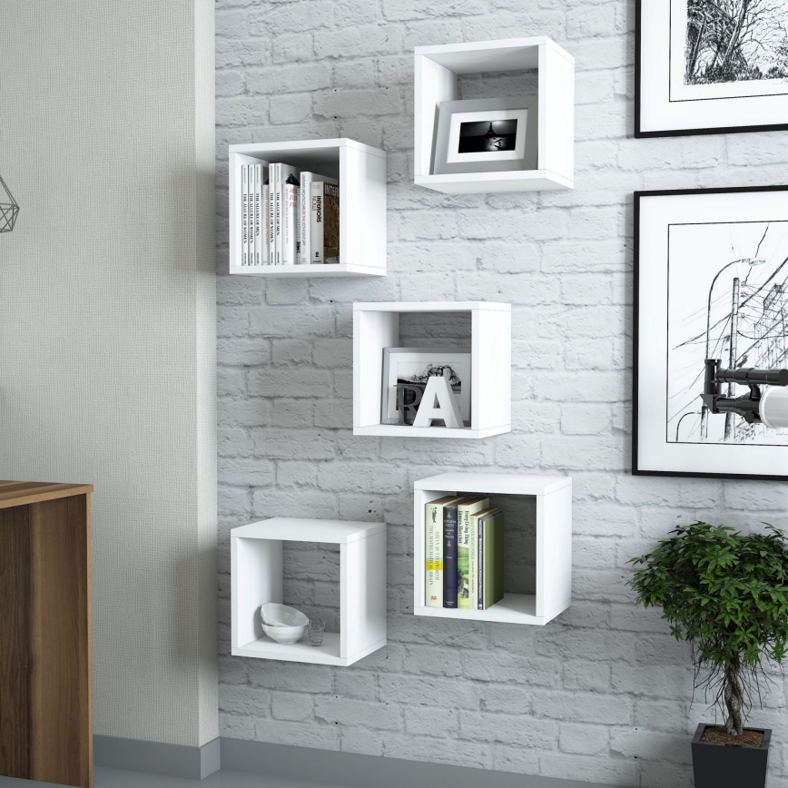 SET 5x Wall shelf BOX white