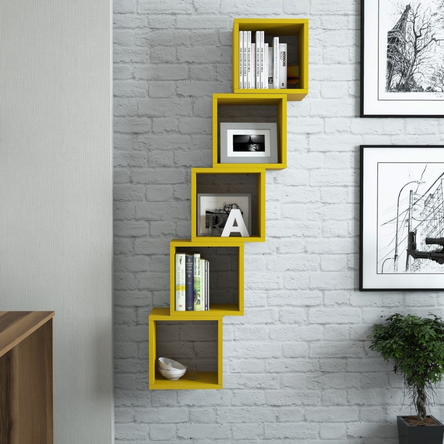 SET 5x Wall shelf BOX yellow