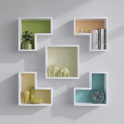 SET 5x Wall shelf ELITRA white