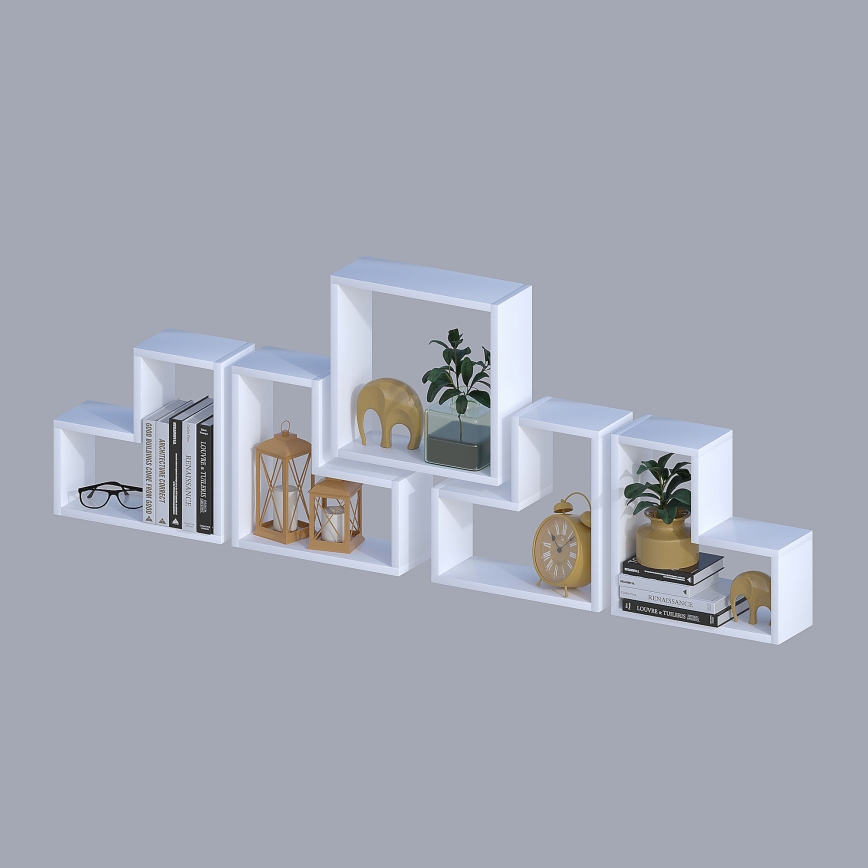 SET 5x Wall shelf ELITRA white