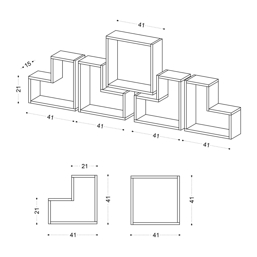 SET 5x Wall shelf ELITRA white