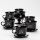 Set 6x glass cup with a saucer and 1x sugar bowl black bouquet no. 1