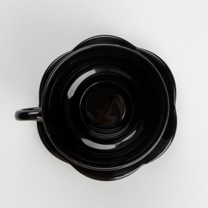 Set 6x glass cup with a saucer and 1x sugar bowl black bouquet no. 1