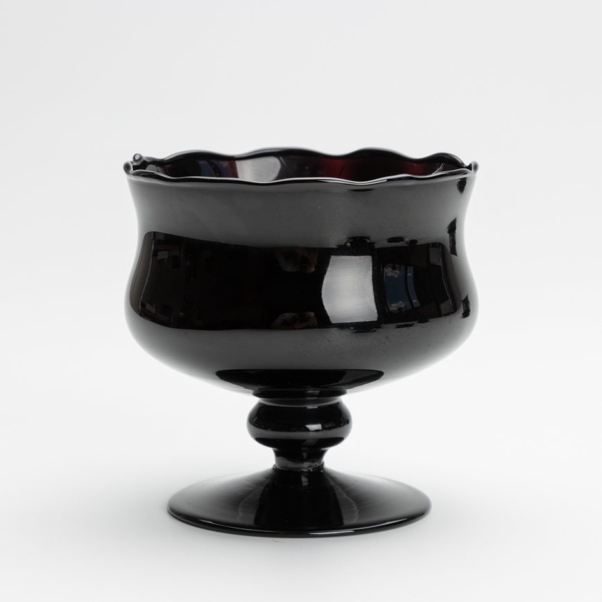 Set 6x glass cup with a saucer and 1x sugar bowl black bouquet no. 1