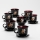 Set 6x glass cup with a saucer and 1x sugar bowl black bouquet no. 3