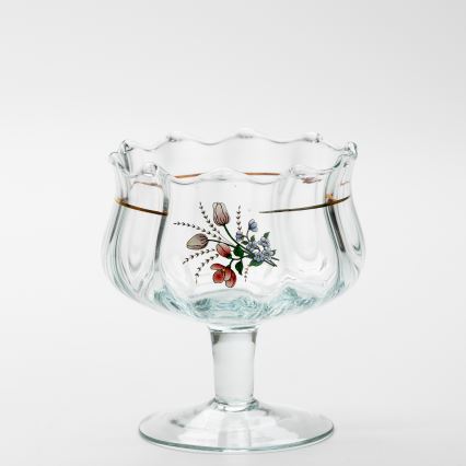 Set 6x glass cup with a saucer and 1x sugar bowl clear bouquet no. 4