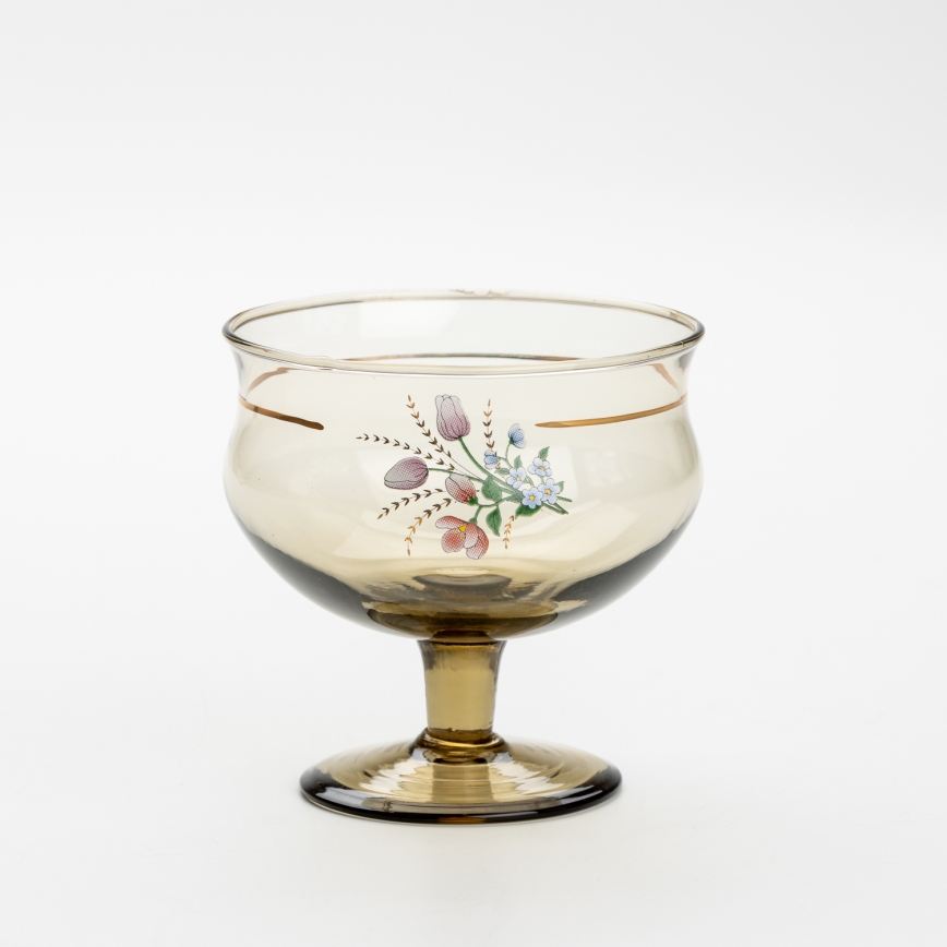 Set 6x glass cup with a saucer and 1x sugar bowl smoky bouquet no. 2