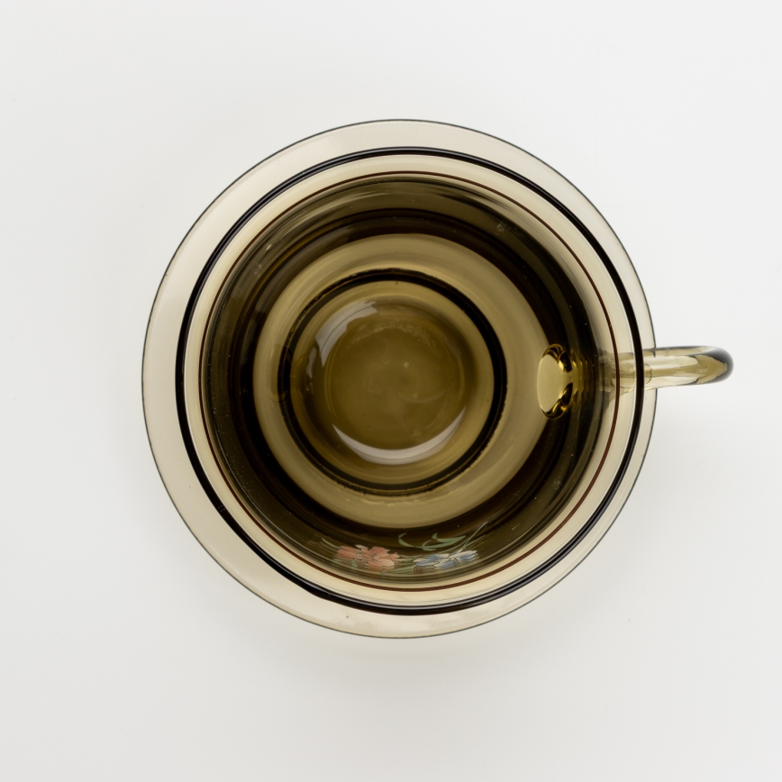 Set 6x glass cup with a saucer and 1x sugar bowl smoky bouquet no. 3