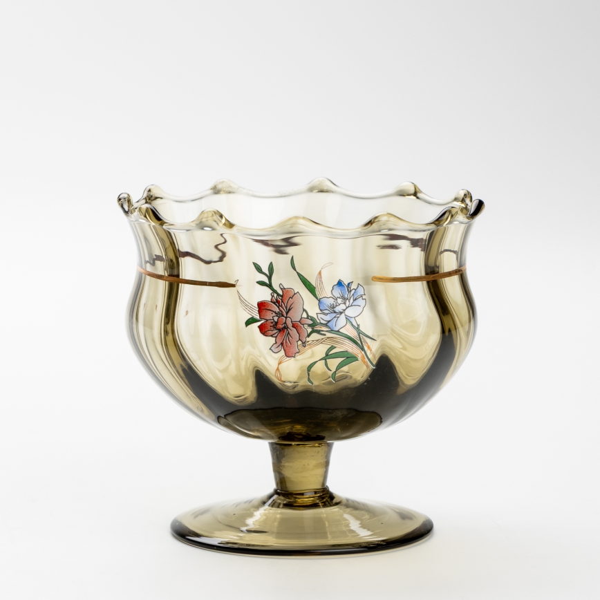 Set 6x glass cup with a saucer and 1x sugar bowl smoky bouquet no. 3