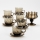 Set 6x glass cup with a saucer and 1x sugar bowl smoky