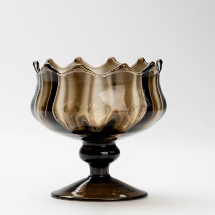 Set 6x glass cup with a saucer and 1x sugar bowl smoky