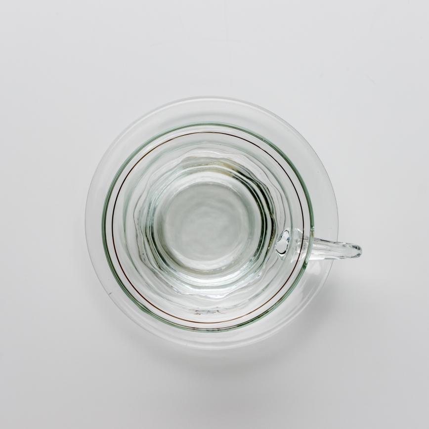 Set 6x glass cup with a saucer clear bouquet no. 2