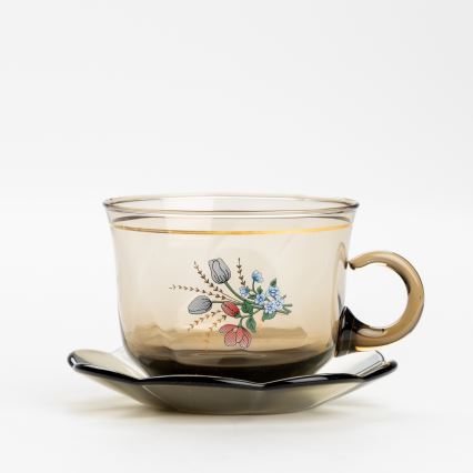 Set 6x glass cup with a saucer smoky bouquet no. 2
