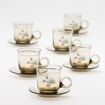 Set 6x glass cup with a saucer smoky bouquet no. 4