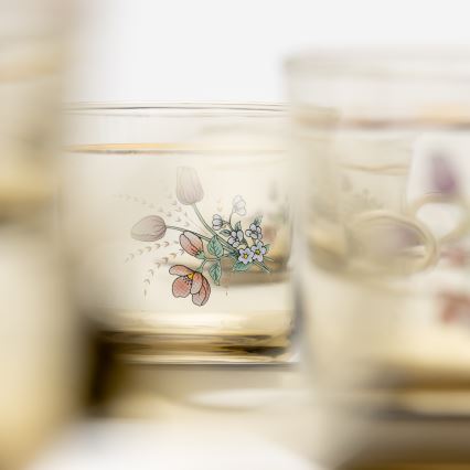 Set 6x glass cup with a saucer smoky bouquet no. 4