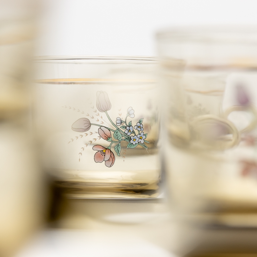 Set 6x glass cup with a saucer smoky bouquet no. 4