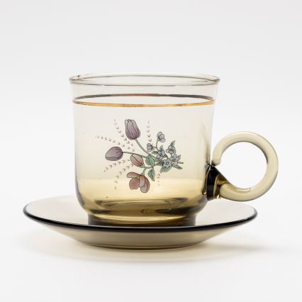 Set 6x glass cup with a saucer smoky bouquet no. 4