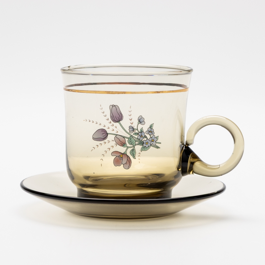 Set 6x glass cup with a saucer smoky bouquet no. 4