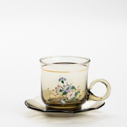 Set 6x glass cup with a saucer smoky bouquet no. 5