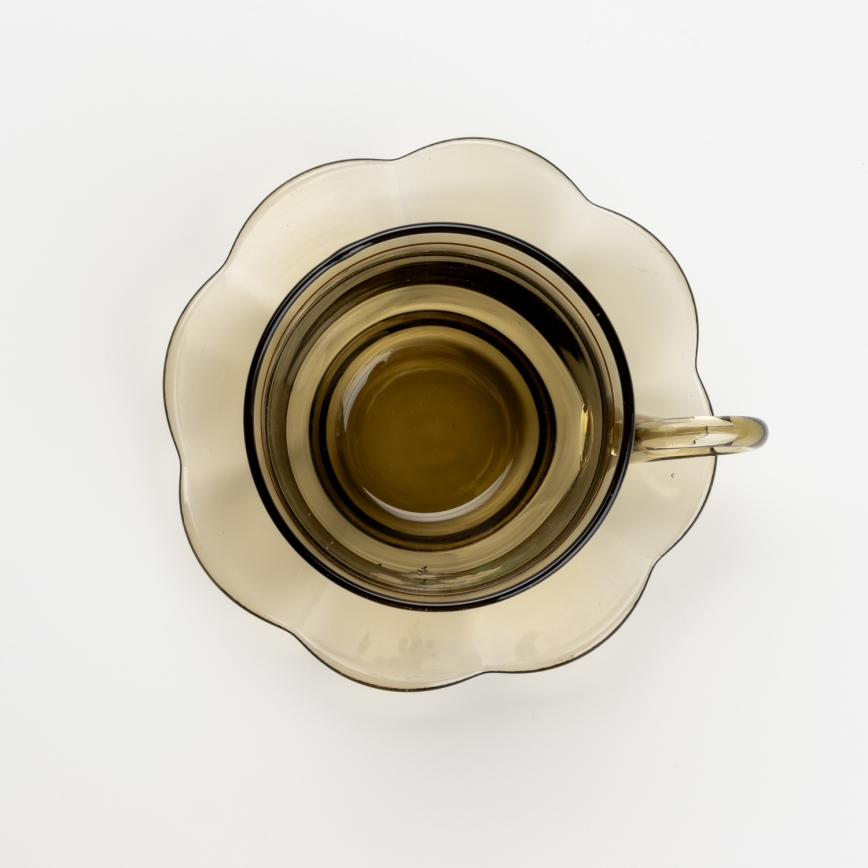 Set 6x glass cup with a saucer smoky bouquet no. 5