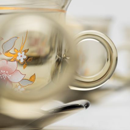 Set 6x glass cup with a saucer smoky bouquet no. 6