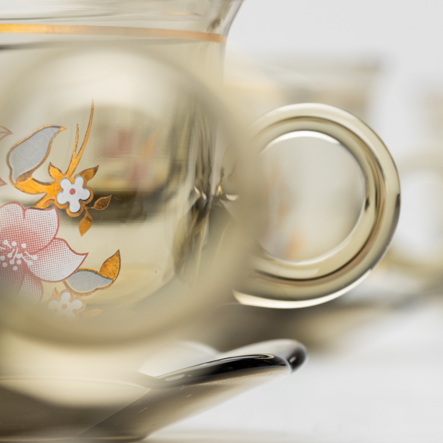 Set 6x glass cup with a saucer smoky bouquet no. 6