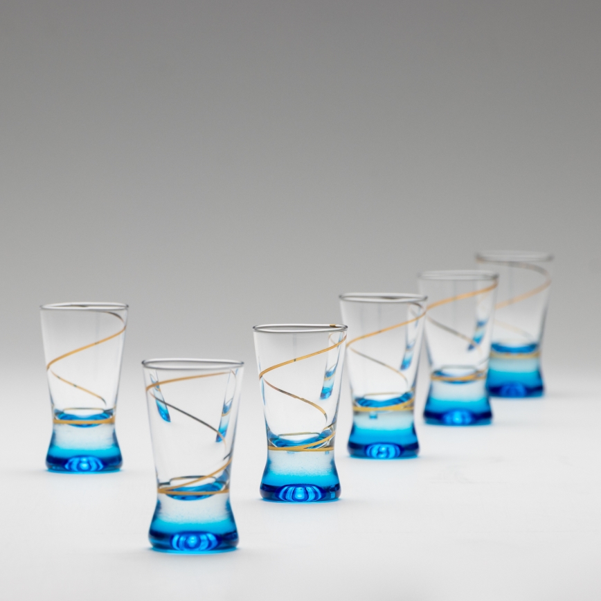 Set 6x glass for shots 25 mm clear blue