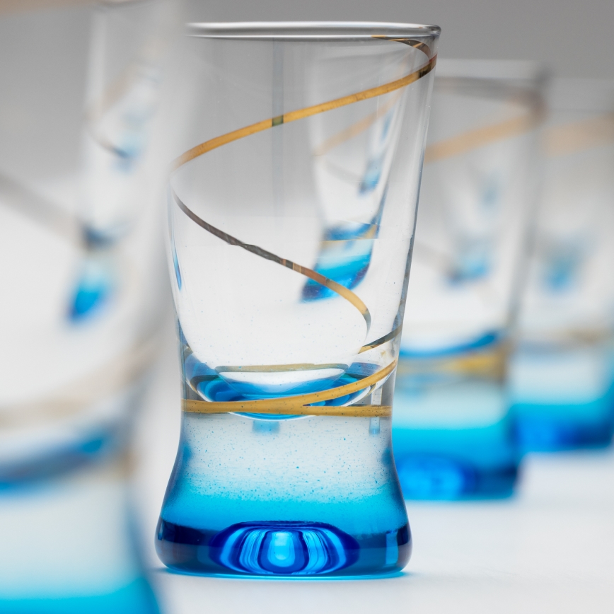 Set 6x glass for shots 25 mm clear blue
